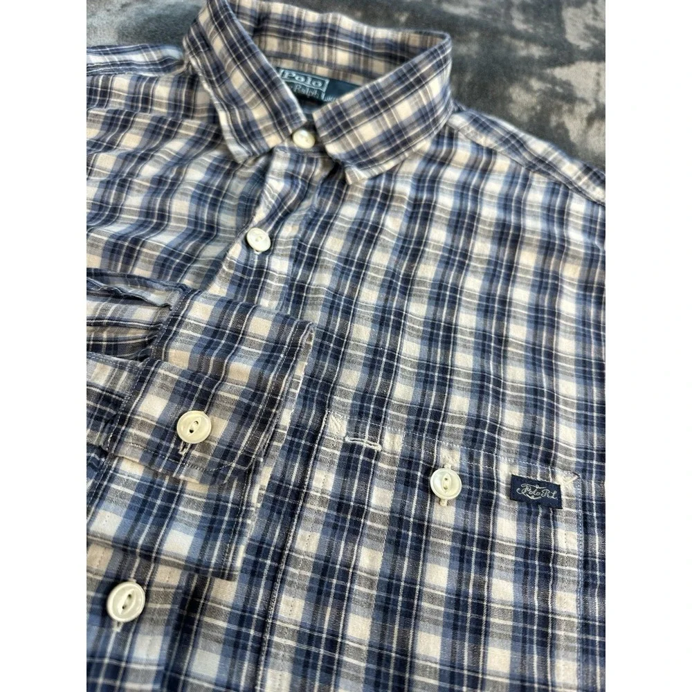 Polo Ralph Lauren Linen Double Pocket Linen Mens LARGE ‎ Tattersall
